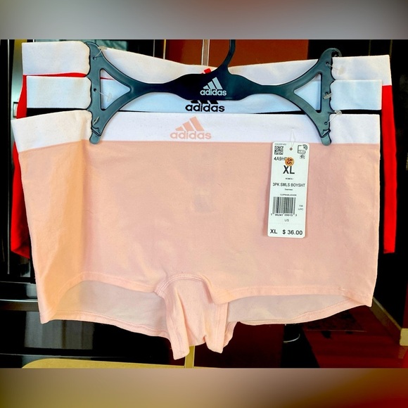 ADIDAS 3 Pack Seamless Boy Shorts Underwear: Red, Pink, & Gray. NIP - Picture 1 of 3